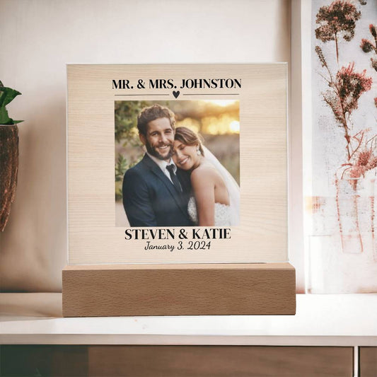 Personalized Wedding Photo Frame | Square Acrylic Plaque