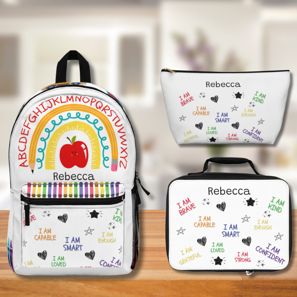 Personalized Kids School Backpack Lunch Box Pencil Pouch Combo