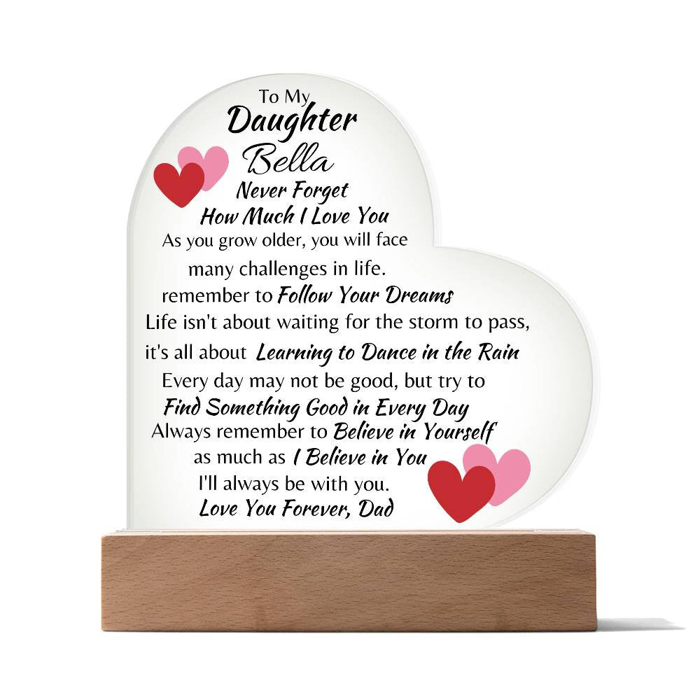 Personalized Daughter Love you,Dad | Acrylic Heart Plaque