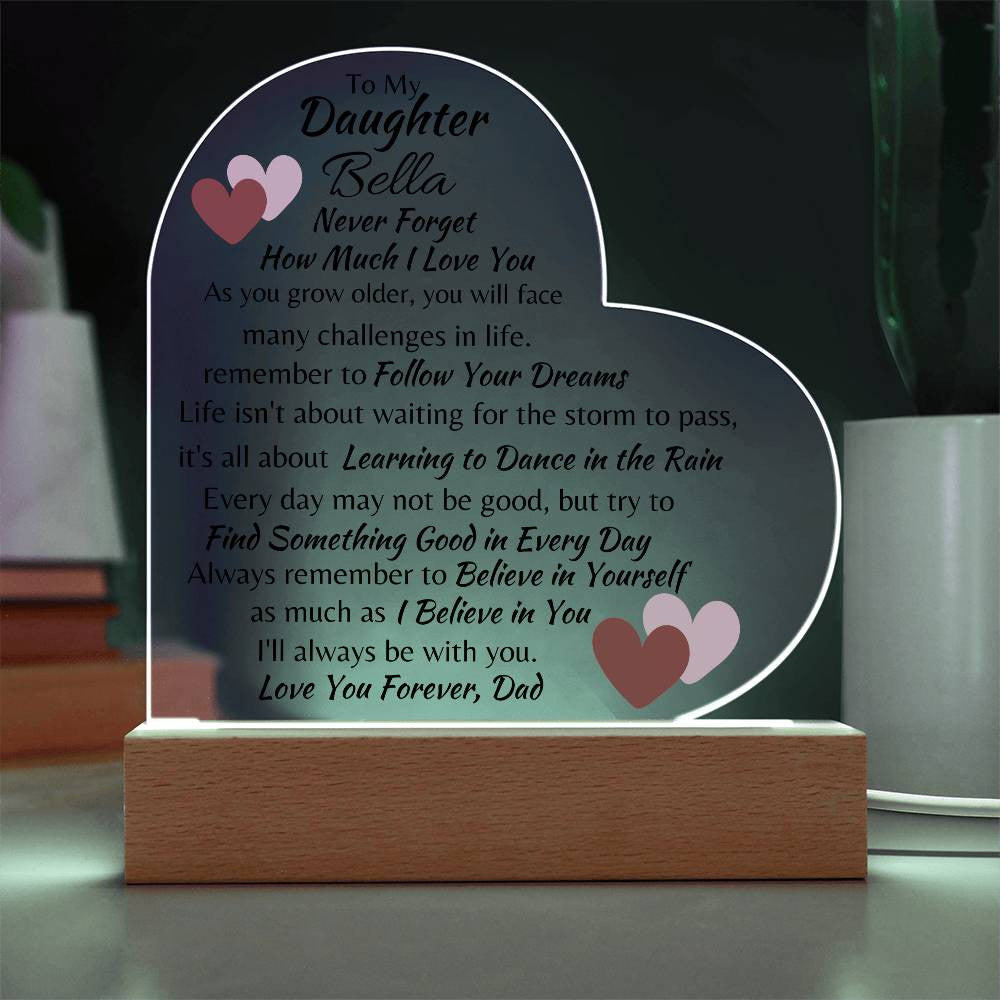 Personalized Daughter Love you,Dad | Acrylic Heart Plaque