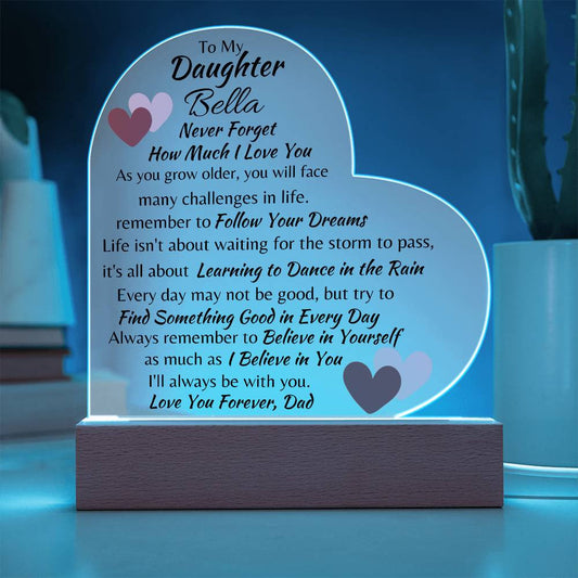 Personalized Daughter Love you,Dad | Acrylic Heart Plaque