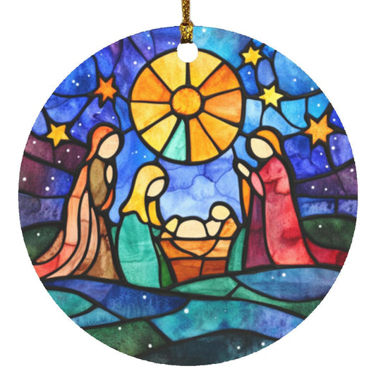 Nativity Faux Stained Glass Ornament