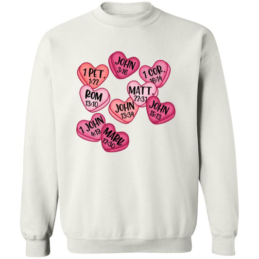 Bible Verse Candy Hearts Sweatshirt