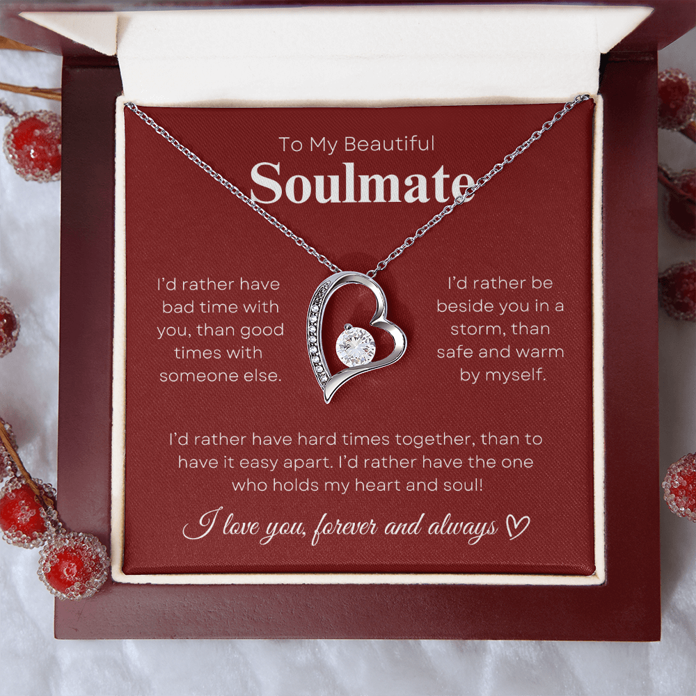 To My Beautiful Soulmate In Red & White : Forever Love Necklace