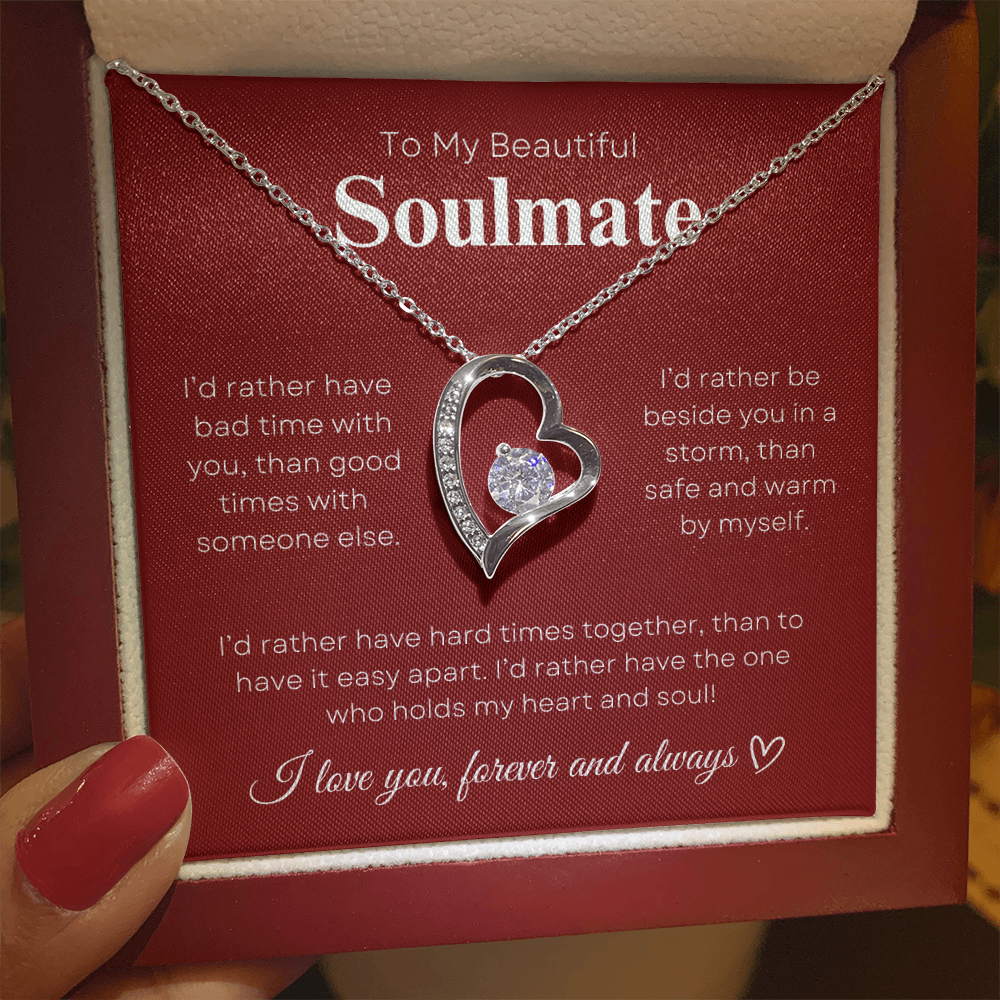 To My Beautiful Soulmate In Red & White : Forever Love Necklace