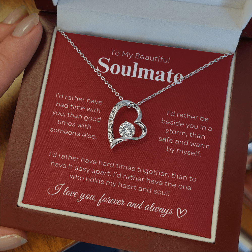 To My Beautiful Soulmate In Red & White : Forever Love Necklace