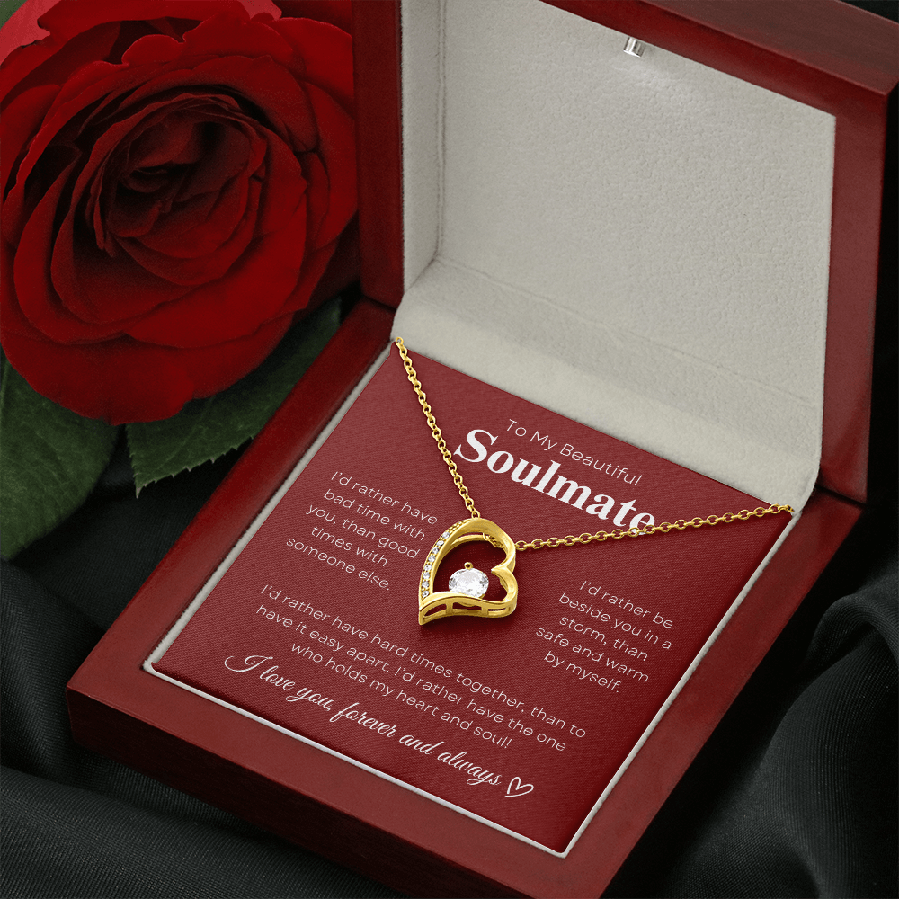 To My Beautiful Soulmate In Red & White : Forever Love Necklace