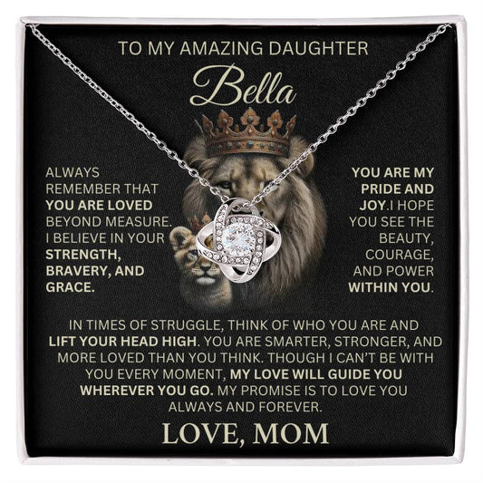 Personalized Name - To My Amazing Daughter Love, Mom - Always Remember That You Are Loved - Love Knot Necklace