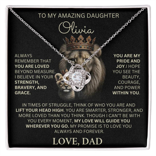 Personalized Name - To My Amazing Daughter Love, Dad - Always Remember That You Are Loved - Love Knot Necklace