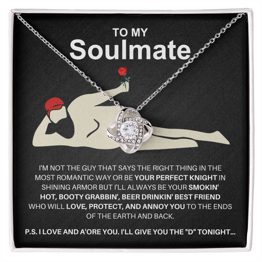 To My Soulmate | Man Bod w/red flower | Love Knot Necklace