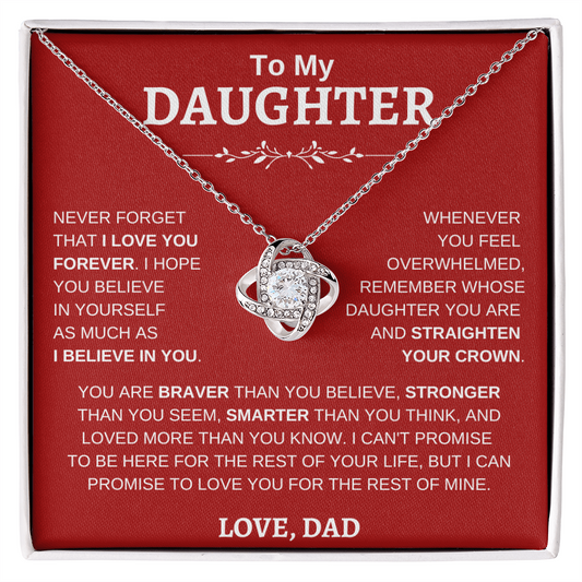 To My Daughter , Love Dad RW : Love Knot Necklace