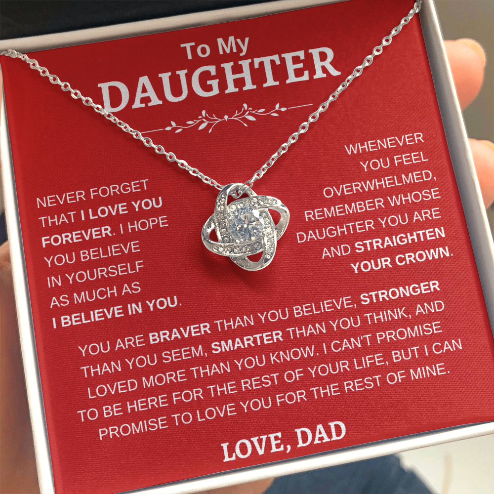 To My Daughter , Love Dad RW : Love Knot Necklace