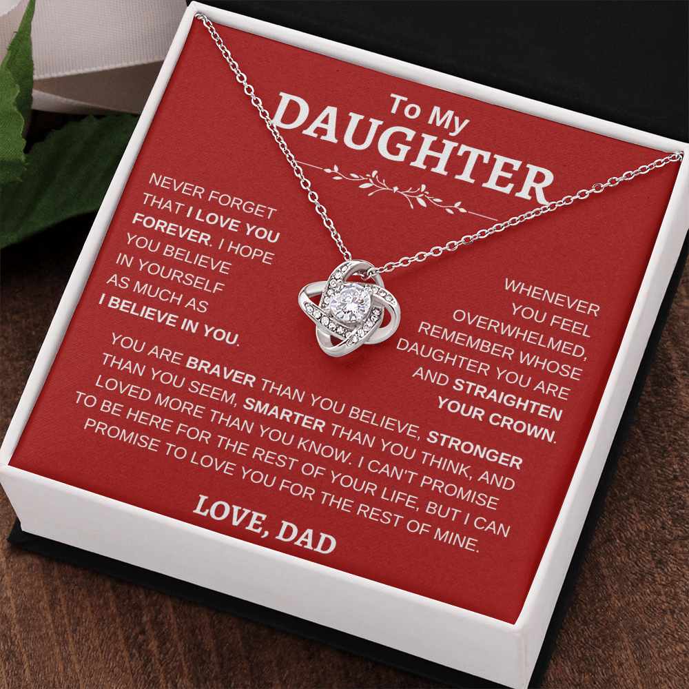 To My Daughter , Love Dad RW : Love Knot Necklace