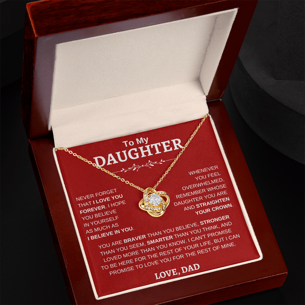 To My Daughter , Love Dad RW : Love Knot Necklace