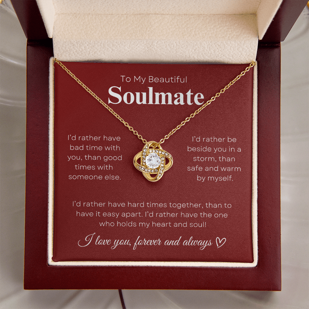 To My Beautiful Soulmate In Red & White : Love Knot Necklace