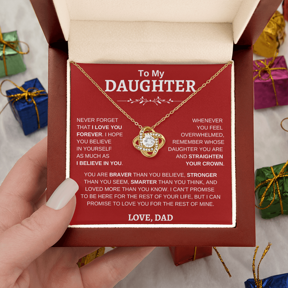 To My Daughter , Love Dad RW : Love Knot Necklace