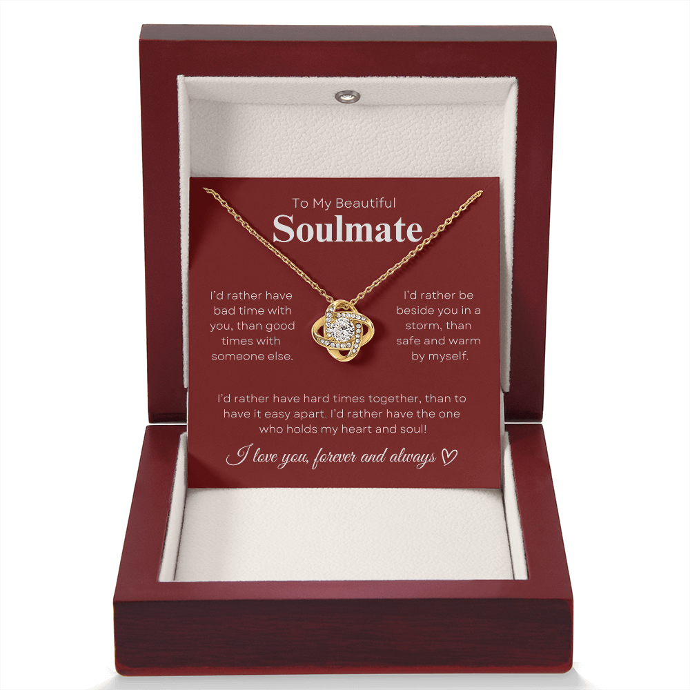 To My Beautiful Soulmate In Red & White : Love Knot Necklace