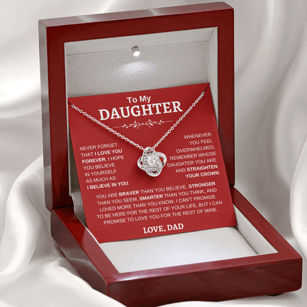 To My Daughter , Love Dad RW : Love Knot Necklace