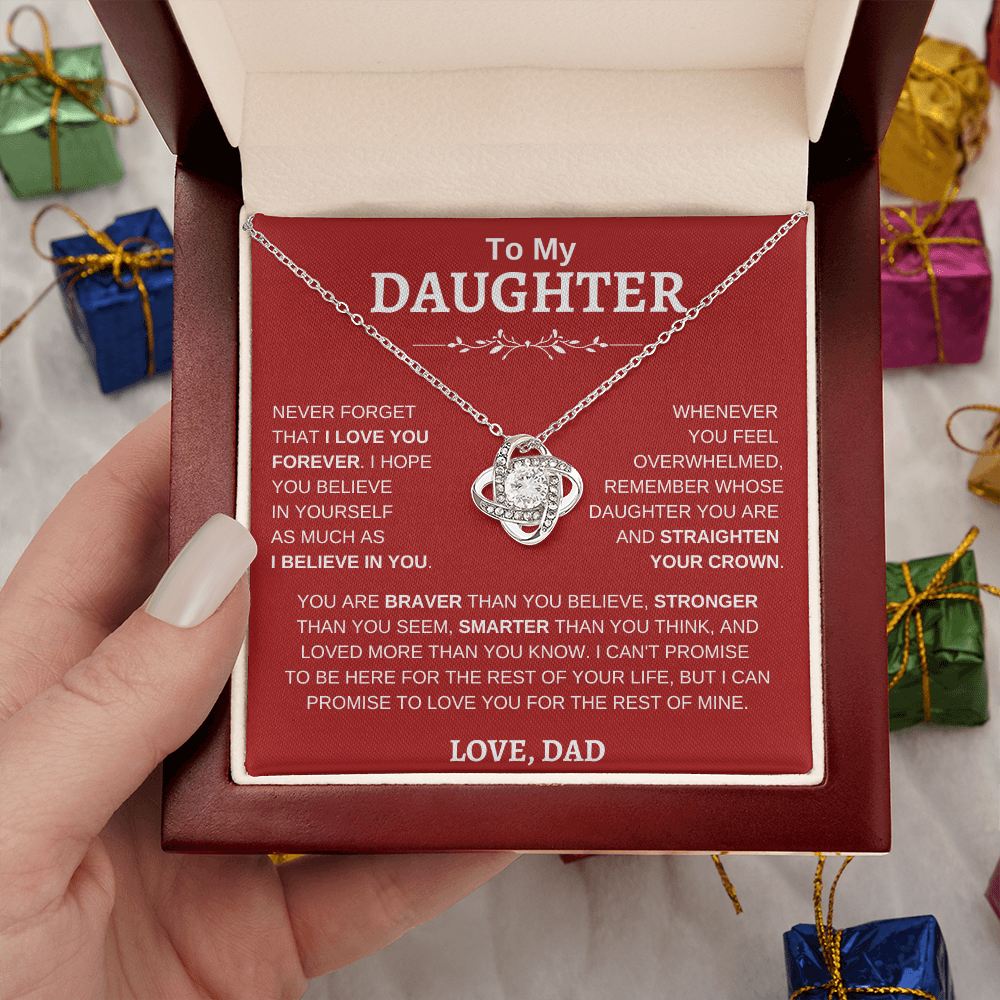 To My Daughter , Love Dad RW : Love Knot Necklace