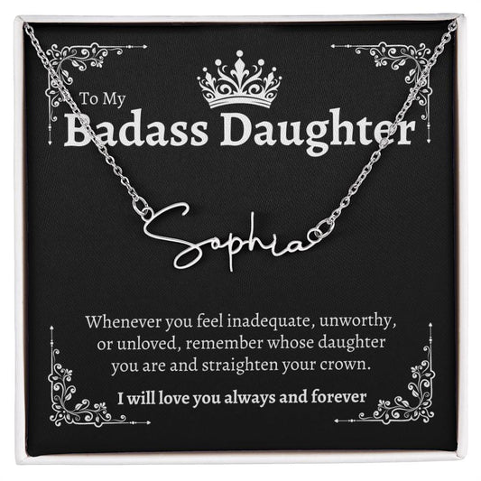 Badass Daughter Name Necklace - BW