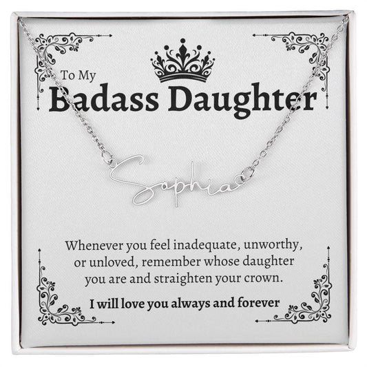 Badass Daughter Name Necklace - WB