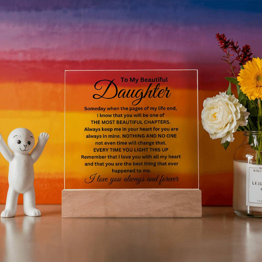 To My Daughter | Most Beautiful Chapter | Square Acrylic Plaque