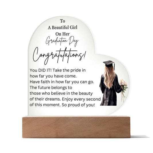 Graduation Day For Her | Congrats | Heart Plaque