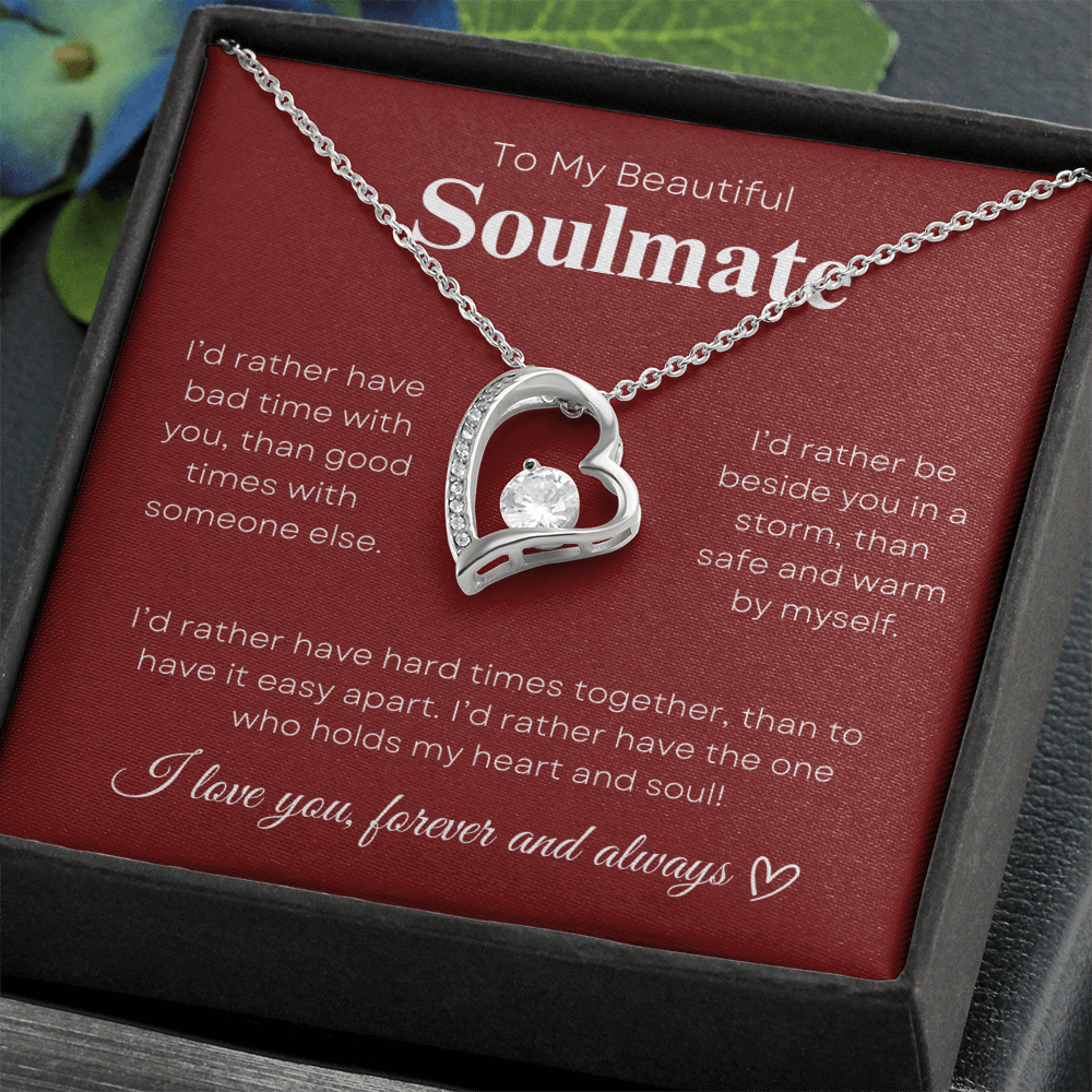 To My Beautiful Soulmate In Red & White : Forever Love Necklace