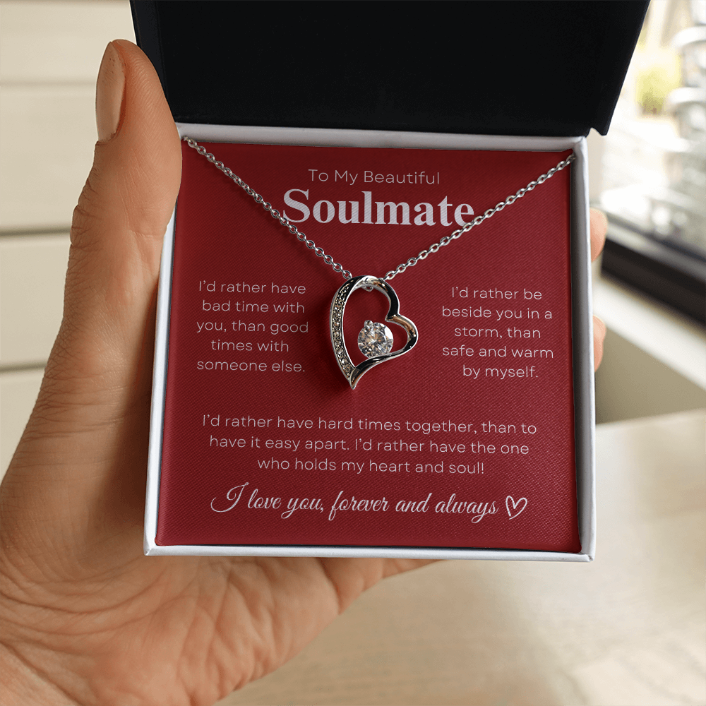 To My Beautiful Soulmate In Red & White : Forever Love Necklace