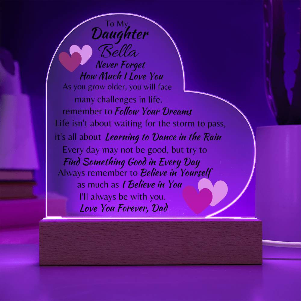 Personalized Daughter Love you,Dad | Acrylic Heart Plaque