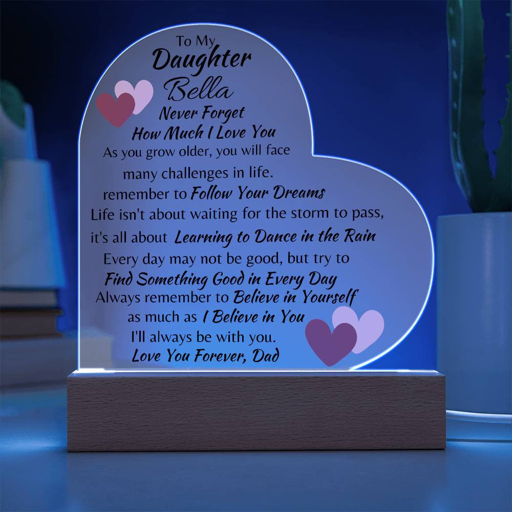 Personalized Daughter Love you,Dad | Acrylic Heart Plaque