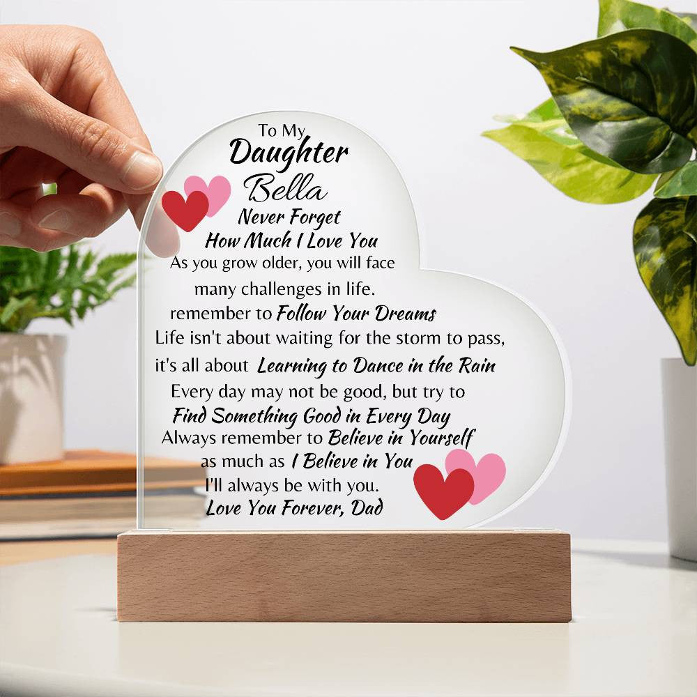 Personalized Daughter Love you,Dad | Acrylic Heart Plaque