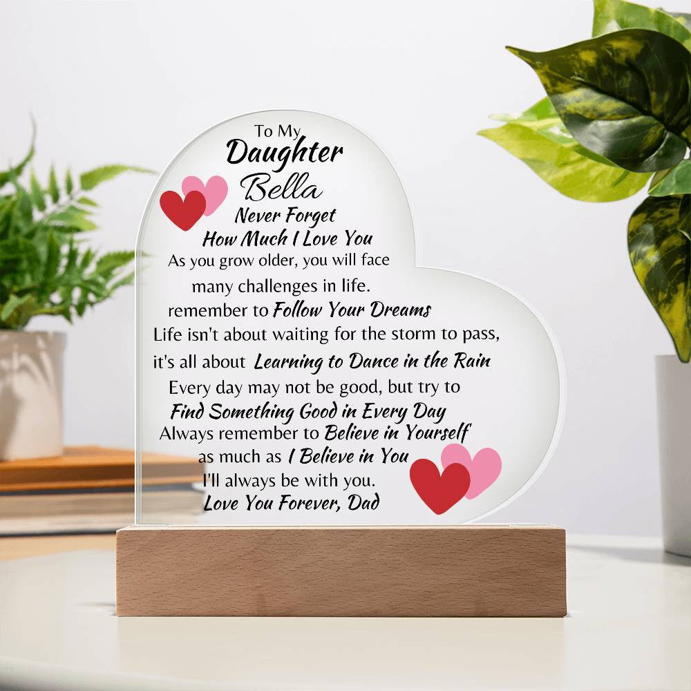 Personalized Daughter Love you,Dad | Acrylic Heart Plaque